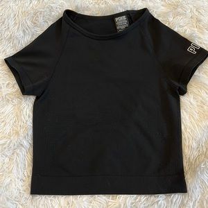 PINK Victoria’s secret Black Seamless Cut Out Back Workout Top